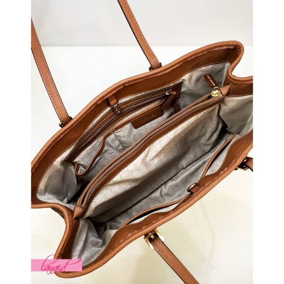 Michael Kors Jet Set Saffiano Leather Tote Bag Luggage Large Big Shoulder Purse - Picture 7 of 16